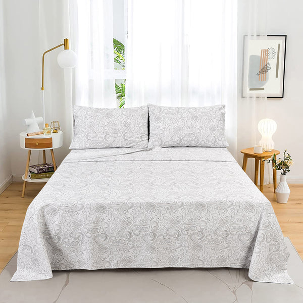 T 144 Cotton Sheet Set - Paisley Grey