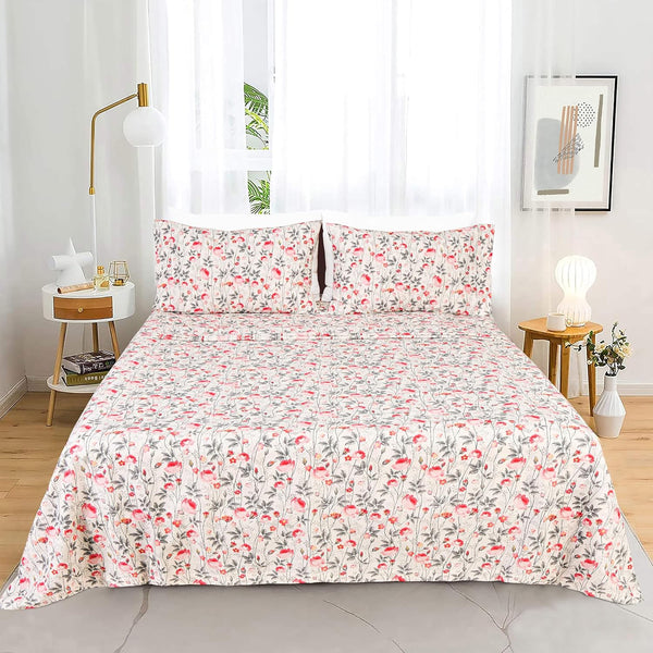 T 144 Cotton Sheet Set - Blush Floral