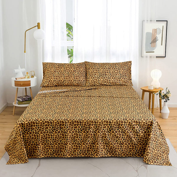 T 144 Cotton Sheet Set - Leopard Brown
