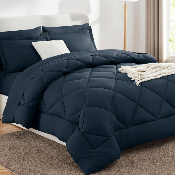 7 Pc Comforter Set Bed in a Bag - Navy