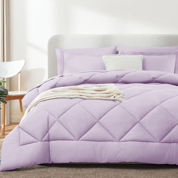 7 Pc Comforter Set Bed in a Bag - Light Purple