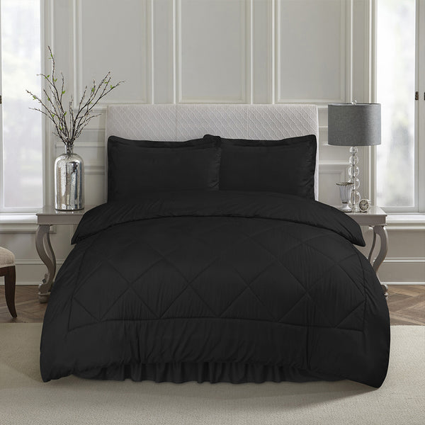 7 Pc Comforter Set - Black
