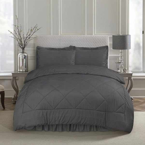 7 Pc Comforter Set - Dark Grey
