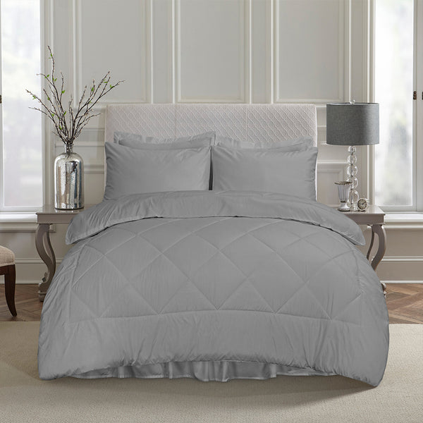 7 Pc Comforter Set - Light Grey