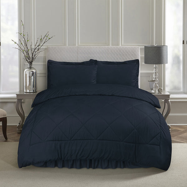 7 Pc Comforter Set - Navy